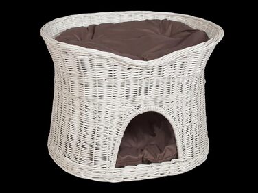 Двоярусне ліжко-будка для котів та собак з подушками, коричневе/біле, 60 см (XL)
