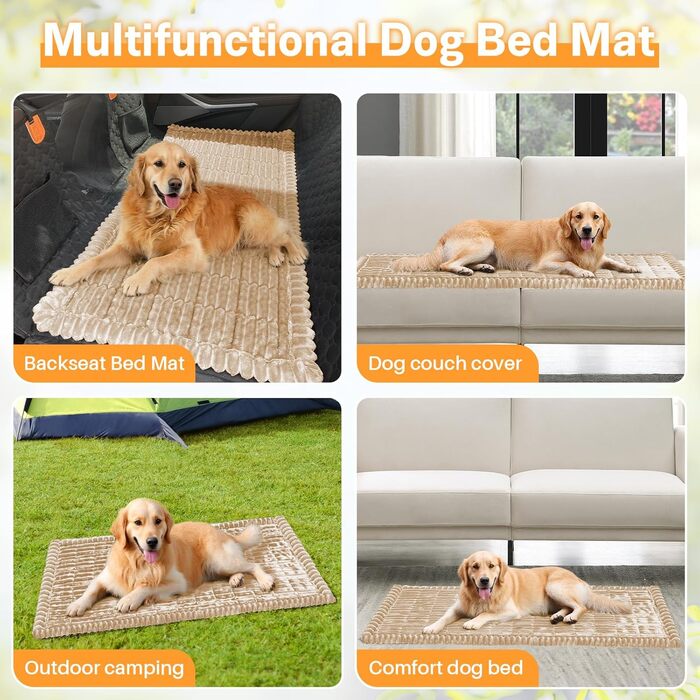 Автомобільний чохол на сидіння для собак, ліжко для собак в авто, сумісний з подовжувачами сидінь, захист сидіння, неслизький, м'який, довговічний, для автомобілів, вантажівок та позашляховиків (Чорний та Білий, 59,9 x 129,5 см, світло-коричневий 63 x 137