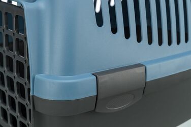 Транспортний бокс для тварин TRIXIE Capri 1, XS: 32x31x48 см, ручка, пластик, темно-сірий/пастельно-блакитний