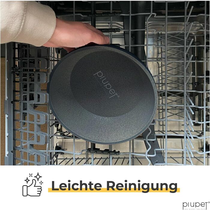 Миска для собак PiuPet® 2 шт. по 1,6 л, сіра, для великих собак, миска для корму та води, можна мити в посудомийній машині, діаметр 19,5 см