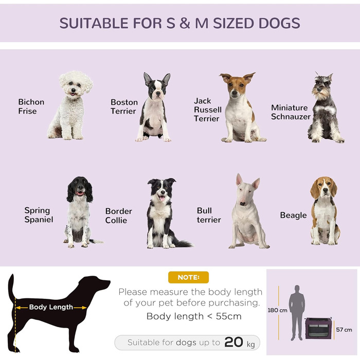 Переноска для котів та собак PawHut 80 см, фіолетовий колір - переноска для тварин, подорожей