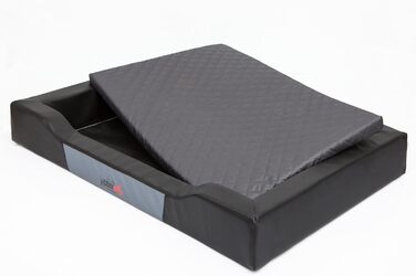 Лежак для собак Delux XXL 120x80 см, чорний, штучна шкіра та міцний кордура