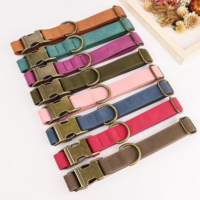 Нашийник для собак Didog з м'якої PU-шкіри, фіолетовий, розмір L (38,1-48,3 см), зручна застібка, для великих собак, для щоденних прогулянок