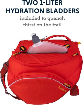 RUFFWEAR Palisades рюкзак для собак середній, червоний, туристичний рюкзак-сумка з сідельними кишенями, для походів і кемпінгу