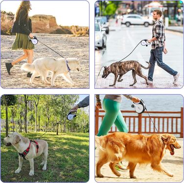 Рулетка для собак Zenova Pets 5м з тримачем для відходів, нейлоновий поводок 360°, антиковзний руків'я та кнопка швидкого гальмування. Підходить для собак великих, середніх та малих порід до 30 кг