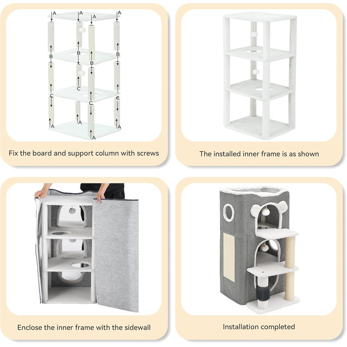 Будинок для котів YITAHOME: сучасний комплекс з тунелем, когтеточкою та ігровим майданчиком (сірий)