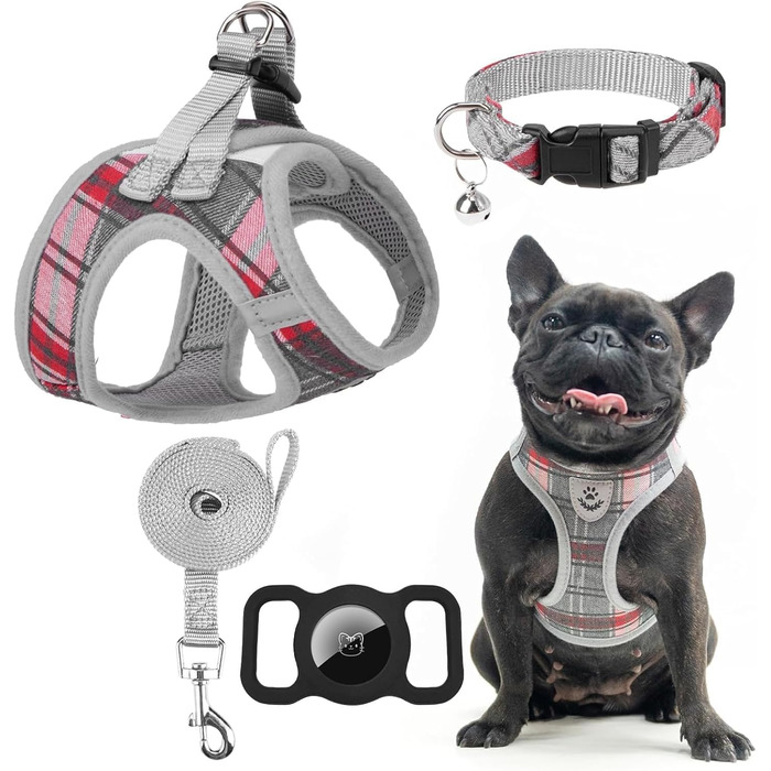 Нашийник та поводок для собак ExPawlorer – класичний вишуканий комплект для середніх собак, сірий колір, не тягне, регульований, надійний для прогулянок