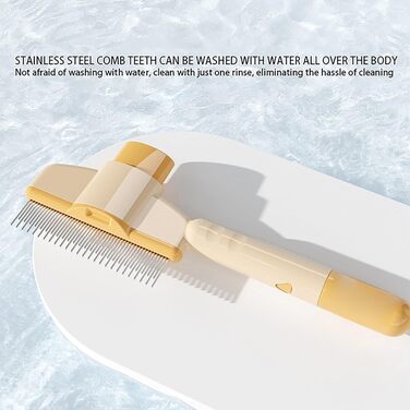 Щітка для котів та собак, видалення шерсті, з кнопкою для очищення, для довгої та короткої шерсті, сіра, інструменти для догляду за тваринами