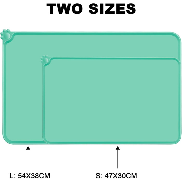 Силіконовий килимок під миску для собак та котів, 54x38 см, зелений. Нековзкий, водонепроникний
