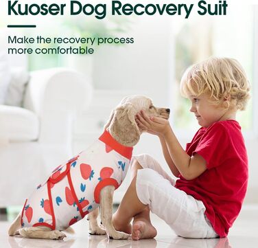 Куртка для собак після кастрації Kuoser - дихаючий боді для собак та котів - захисний костюм від облизування - альтернатива електронного нашийника після операції, XS(Зворот:21-28см;Груди:32-40см), Червоний