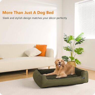 Крісло-ліжко для собак, лежанка для собак, м'який килимок для собак, кошик для собак знімний та пральний, оливковий, 110 x 86 x 26 см
