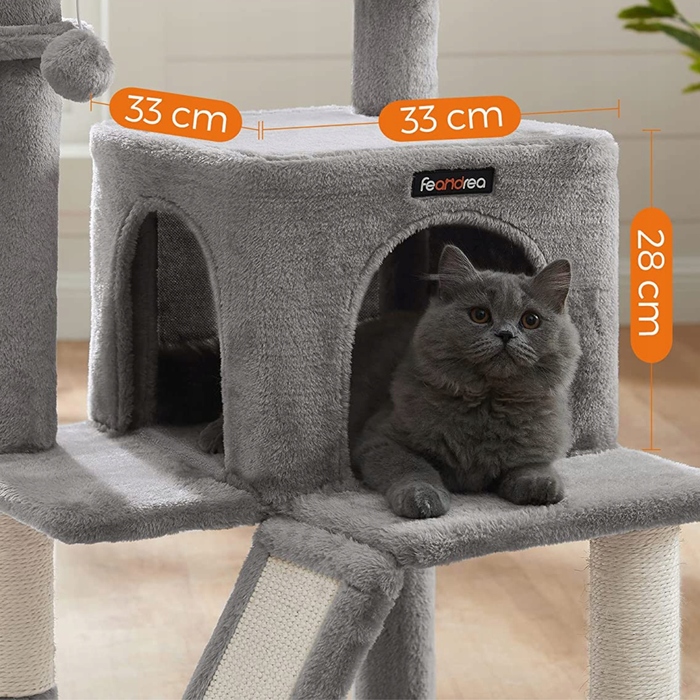 Великий кігтеточка-платформа 2в1 для котів, стійка рампа, світло-сіра, 96 см, Feandrea