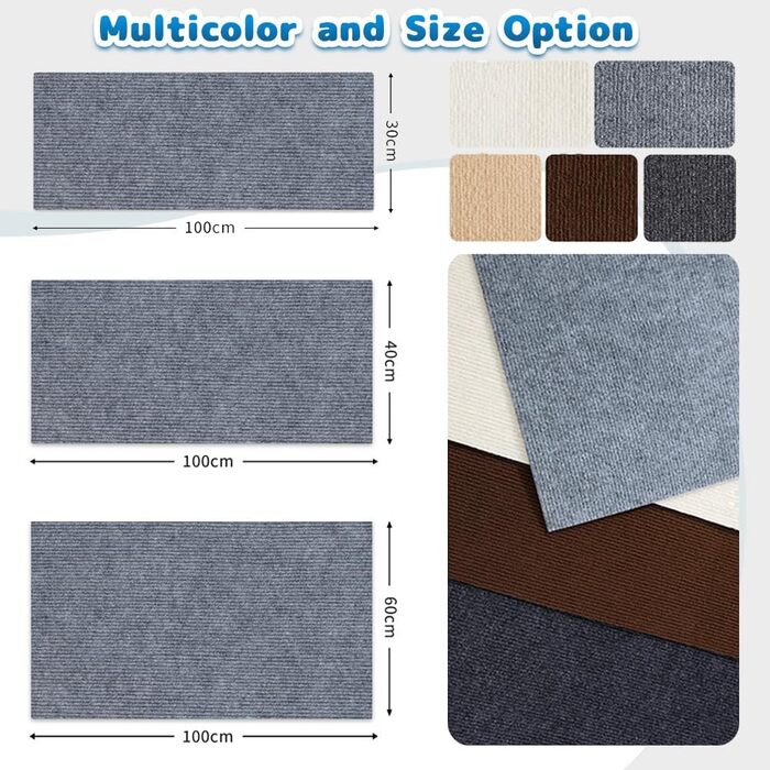 Килимок для котів з клейкою основою, когтеточка, когтедерма для стін, килимок для дряпання, захист меблів від котів (Бежевий, 60x100 см)