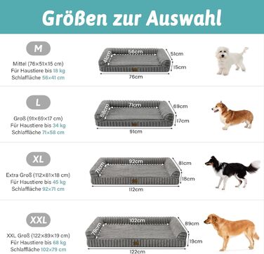 Ортопедичне ліжко для собак XL з штучного хутра, 110x80x17 см, сіре. Знімне, миється, водонепроникне, антиковзаюче.