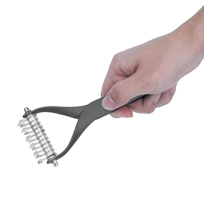 Гребінець для собак та котів з довгою шерстю, 2-етапний, для видалення підшерстка, з цинкової сплави, довговічний, щадний до шкіри, ефективний проти ковтунів та випадання шерсті (чорний, S)