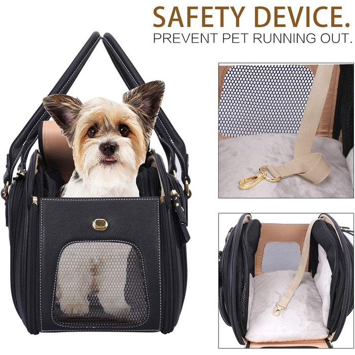 Сумка-переноска для собак та котів PetsHome, чорна, Premium-Nylon, водонепроникна, складна