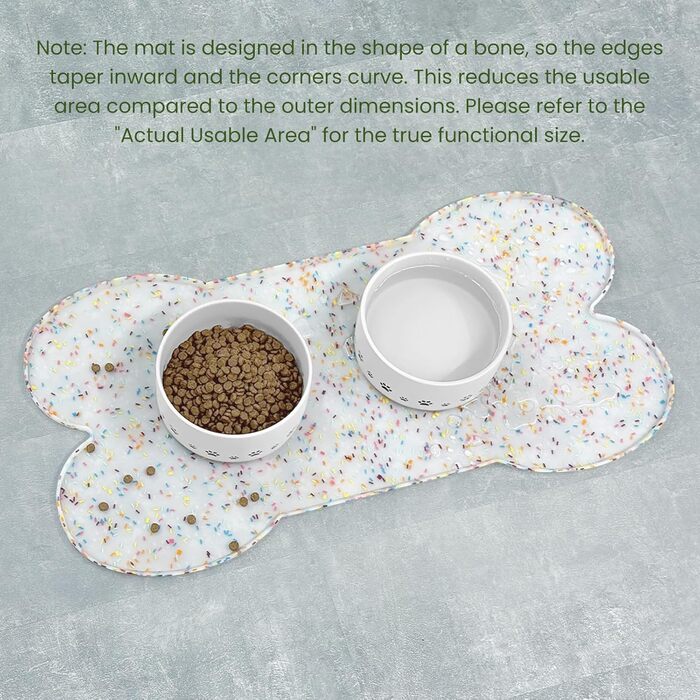 Килимок для годування собак та котів, силіконовий, з підвищеним бортиком, неслизький, водонепроникний, для цуценят та кошенят, підходить для собак та котів середніх розмірів, білий, 65х33 см