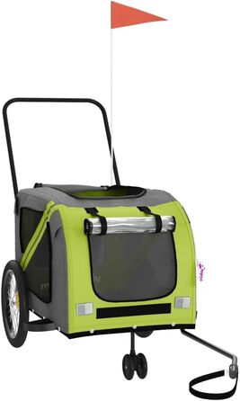 Причіп для велосипеда для собак та котів, зелений та сірий, Oxford-Gewebe та метал