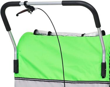 Причіп для собак та дітей 2-в-1: велосипедний причіп та візок, зелено-сірий. Для покупок, подорожей, велопрогулянок. Швидкий монтаж