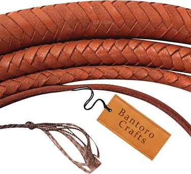 Кожаний бич для верхової їзди, 1,2-7,3 м, 16 пасем, шкіра кенгуру, коричневий, світло-коричневий, професійна преміум-якість, для ковбоїв та верхової їзди (3,6 м)