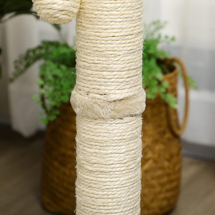 Котячий кігтеточки PawHut 62см: когтеточка-стійка з джутового покриття, з іграшкою-м'ячиком, для дому, сіро-бежева