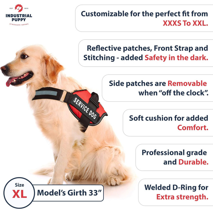 Службовий жилет для собаки Industrial Puppy з липучками та повідцем, XXS-XXL, світловідбиваючий, сітка