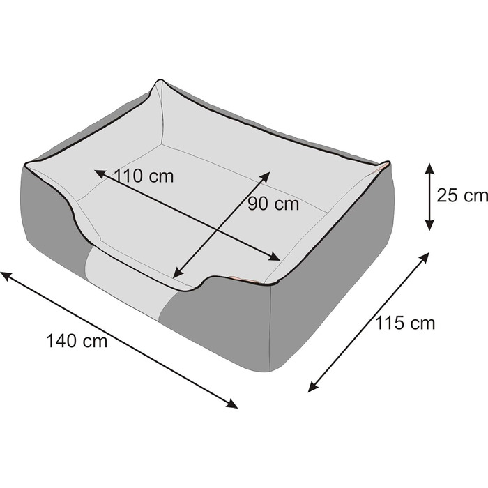 Крісло-ліжко для собак XL 85x65 см, чорне. М'яке лежання для вашого улюбленця