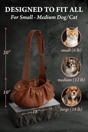 Сумочка для собак Noah & Paw до 10 кг, з регульованим ремінцем, м'яким хутром, подвійним замком безпеки, з веганської шкіри