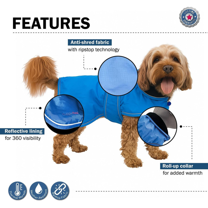 Теплий водонепроникний зимовий одяг для собак Hugglepets Arctic Armour, XS, 30 см, помаранчевий