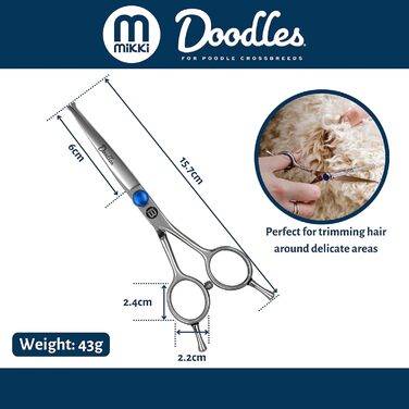 Ножиці для грумінгу собак Mikki Doodle: ножиці для собак та цуценят, 19 см, для обрізки та формування шерсті