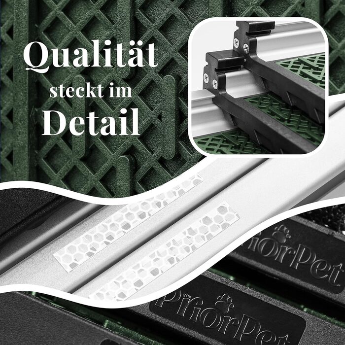 Трампліна для собак у машину, складна, стабільна, до 90 кг, алюмінієва, для великих собак, з відбивачами, сіра (лісовий зелений)