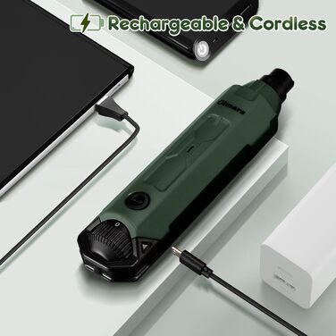 Шліфувальник кігтів для собак Gimars - 6 швидкостей, LED-підсвічування, USB-зарядка, 3 насадки (Army Green)