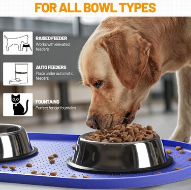 Водонепроникний силіконовий килимок для годівлі собак та котів з високим бортиком, захист від розливу, розміри 48.3 x 19 дюймів та 32 x 24 дюйми