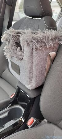 Автомобільний підлокітник для собак | Універсальний, миючий, зносостійкий, для середніх консолей, передніх та задніх сидінь | Сумка для собак, для маленьких порід | Колір: світло-сірий