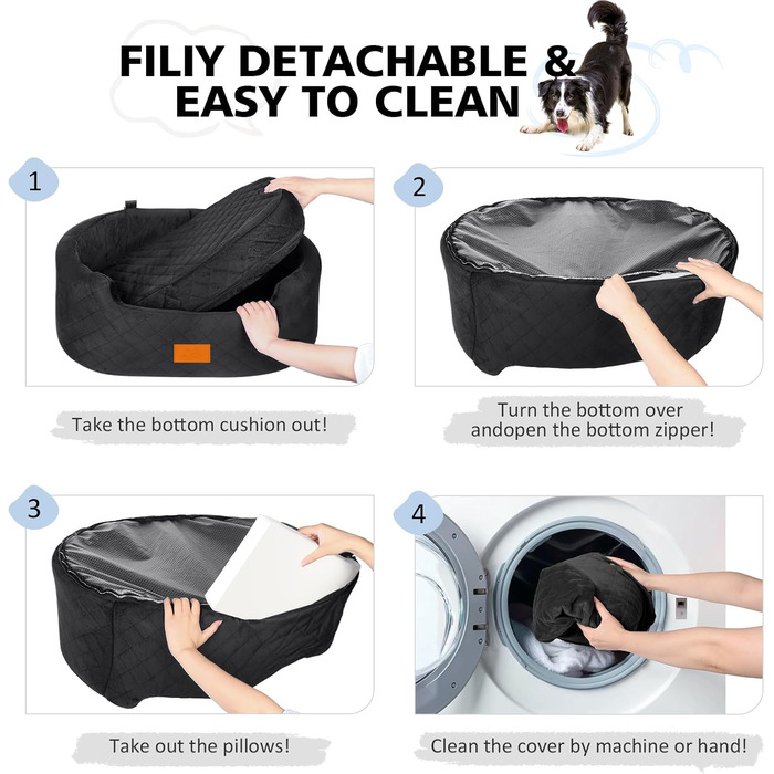 Автокрісло для собак великих та середніх порід (до 25 кг) або 2 маленьких, з поводокком та знімним чохлом – чорний колір