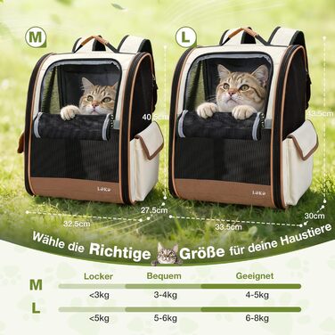 Рюкзак-переноска для котів та собак Lekesky Katzen (бежевий, M) до 8 кг для подорожей та прогулянок