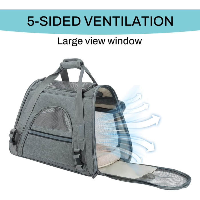 Транспортна сумка для котів та дрібних собак YooxArmor, 45 x 25 x 34 см, до 9 кг, сіра