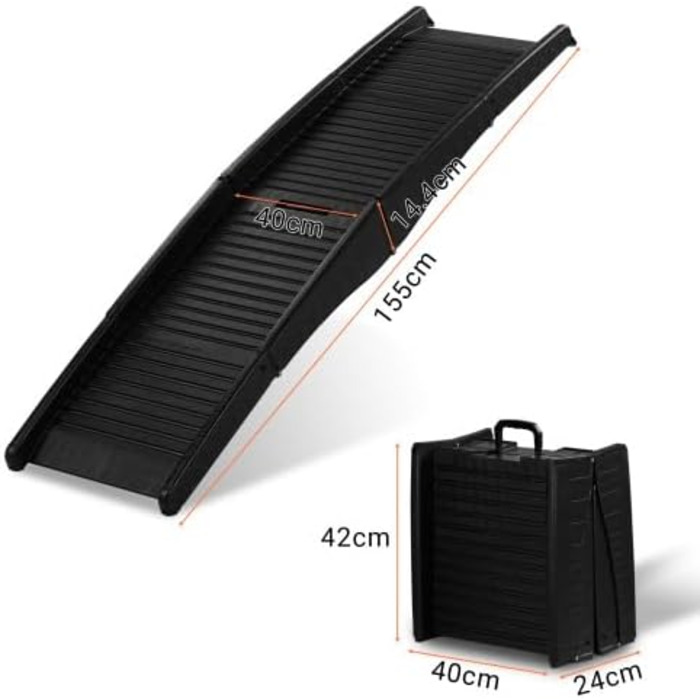 Сходинка для собак LEADZM, складана, до 50 кг, для багажника авто, 150x40 см, чорна