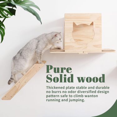 Котячий комплекс на стіну MIUZMORE: 7 елементів, котячі полиці та стійки для дряпання з високого сизалю, кріплення на стіну, котячий крізь-дерево, компактні меблі для дому.