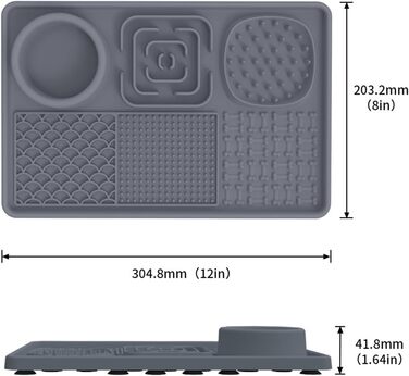 Лежанка-заспокійник для собак Bibykivn Schleckmatte з присосками (зелений+сірий, прямокутна)