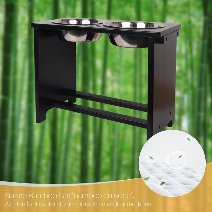 Підвищені годівниці для собак великих порід, годівниці на підставці, без розливання, годівниця для собак велика з 2 мисками з нержавіючої сталі (чорний) XL, висота 35.56 см, об'єм миски 48 oz (чорний)