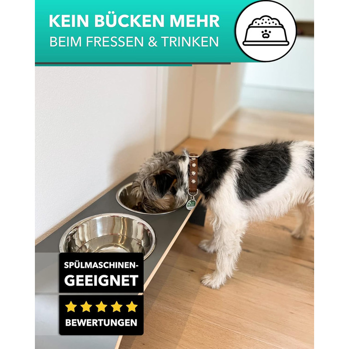 Набір мисок для собак MilaCasa - 2 шт., підняті миски для корму, сірий, для собак