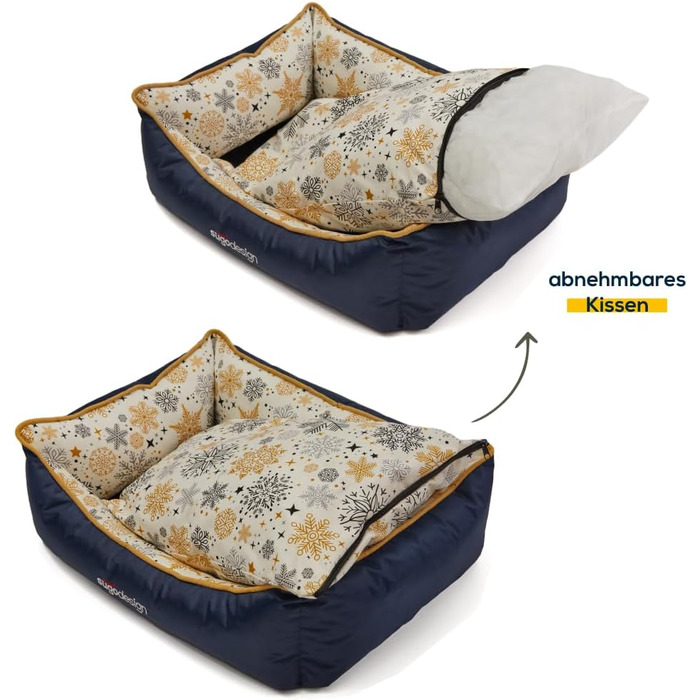 Водонепроникне ліжко для собак з бавовни та поліестеру - лежанка для собак з знімним подушкою - диванчик для собак з переносною сумкою - 7 різних мотивів - 3 розміри (S/M, X) (червоно-зелений, ) Різдво червоно-зелений (Різдво сіро-золотий, M)