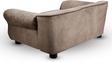 Лежак для собак і котів Mg Design, коричневий велюр, з підлокітниками та спинкою, декоративний диван для дрібних і середніх тварин