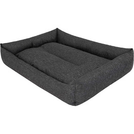 Ліжко для собак, м'яке лежання, крісло-мішечок для тварин, кошик для собак, лежанка XL (82x60 см), чорний колір, екологічна тканина