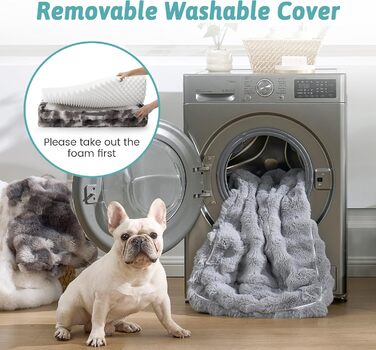 Ортопедичне ліжко для собак з штучного хутра, великі породи, C-подібне ліжко XL сірого кольору Tie-Dye, м'яке, тепле, з водонепроникним покриттям, антиковзаюче, з високощільним пінополіуретаном, миється