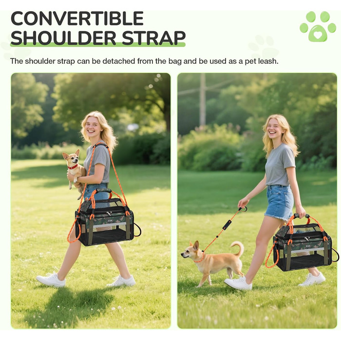 Трансформована переноска для котів та собак до 6,8 кг, Lekereise: TSA-сертифікована, з м'якими боковинами та поворотним кріслом, з міцним сіткою, для подорожей