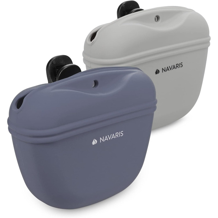 Набір з 2 Silikon Futterbeutel Navaris для собак - 2шт. Сумки для ласощів, корму, води з кліпсою та магнітом - сірий & темно-синій (сірий & фіолетовий)