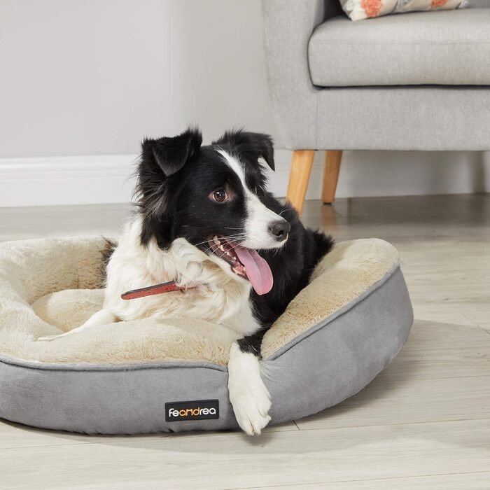 Кругла лежанка для собак та котів Feandrea, діаметр 70 см, сірий колір