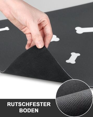Підкладка під миску для собак та котів, чорна, 40x60 см: нековзна, швидковисихаюча, легко миється
